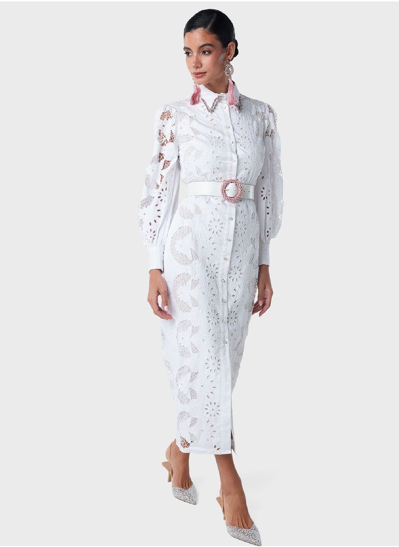 Threadz by Ajooni - Schiffli Shirt Dress - Image 1