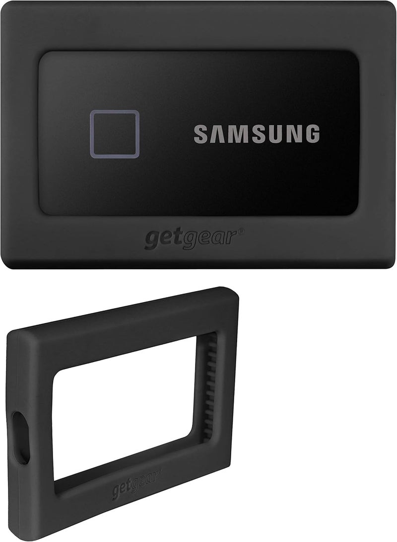 GETGEAR Silicone Bumper for Samsung T7, T7 Touch Portable SSD - 1TB, 2TB, 500GB, USB 3.2, Strong-Shock Absorbing, Slip-Resistant- Black (Black) - Image 1