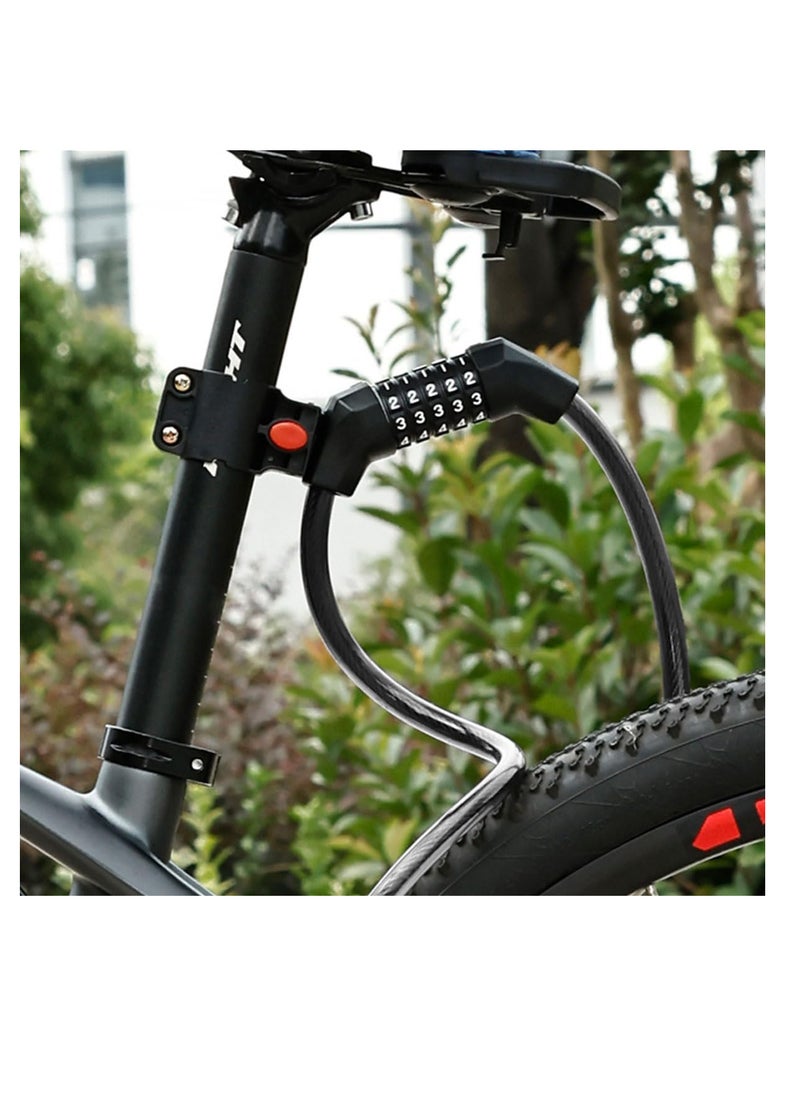 ECVV® Bike Lock Cable - 1.2M 5-Digit Resettable Combination Bicycle Lock, Anti-Theft Cycling Password Lock for Bikes and Scooters