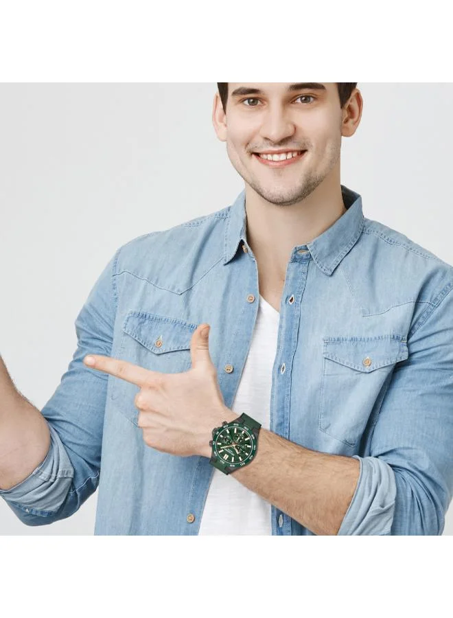 Lee Cooper LEE COOPER LC08066.077 Men's Multi Function Display Watch & Leather Strap Dark Green