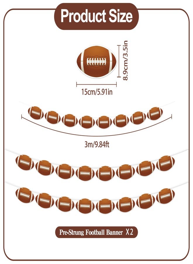 TMTECHJS 2 Pcs Football Party Decorations Football Banner Pre-Strung Football Hanging Garland Decor for Sports Themed Birthday Party Game Fans - Image 2