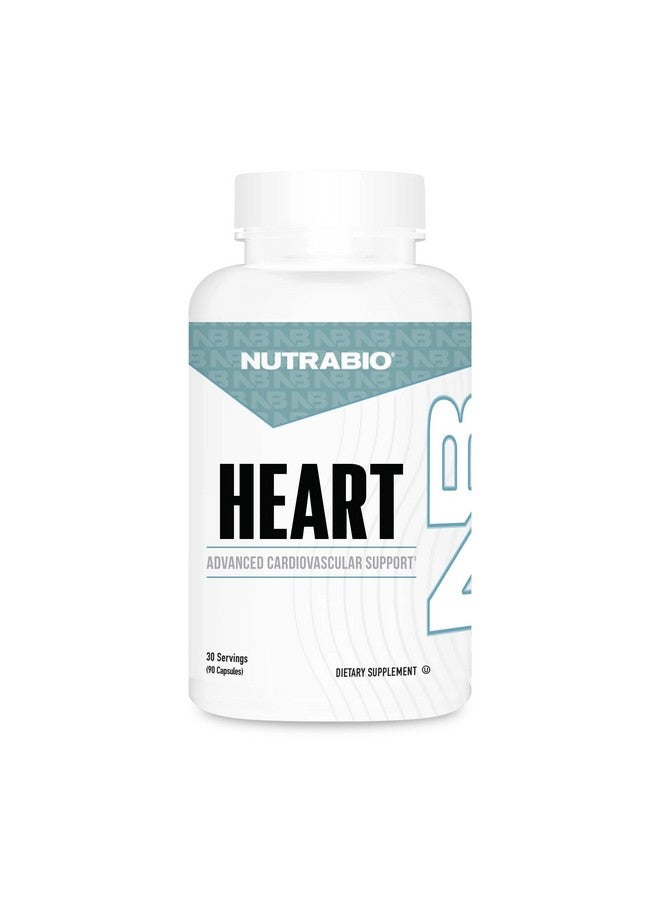 NutraBio Heart- Heart Health Supplements, Cardiovascular Supplement, Cholesterol, Circulatory & Healthy Blood Pressure Support- 90 Capsules - Image 1
