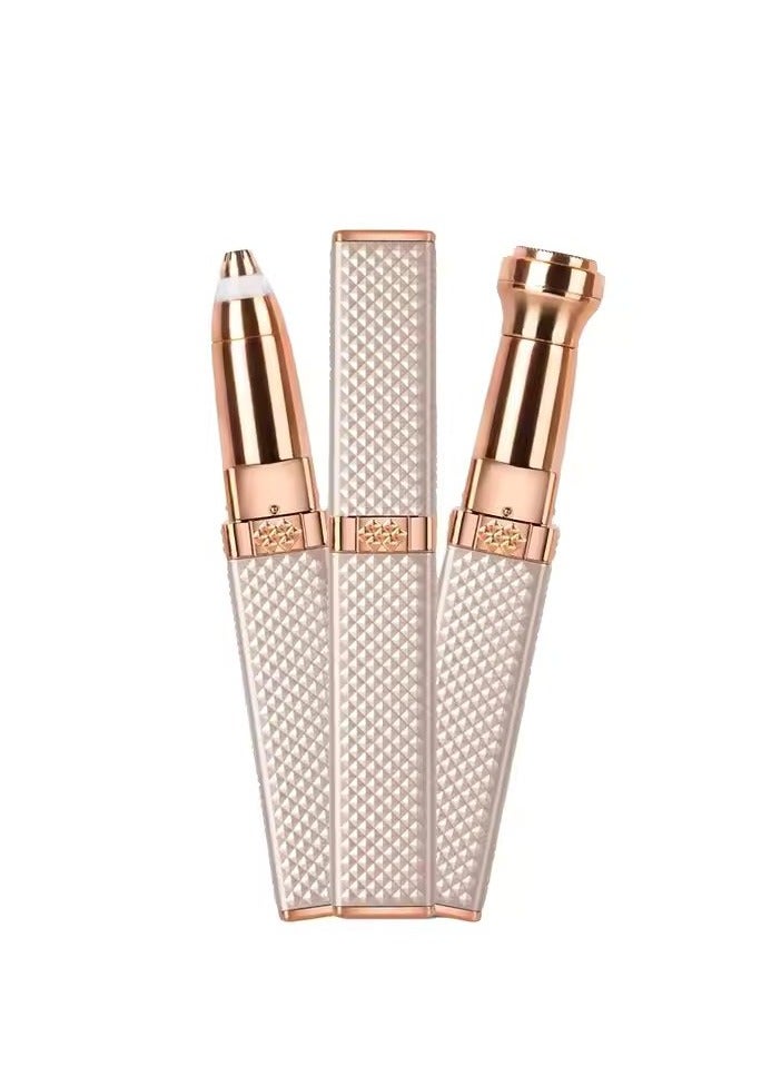 VIO 2 in 1 Facial Women Hair Remover Eyebrow Trimmer Rechargeable Painless Precision Lipstick Style Razor Trimmer for Facial Body Hair Shaver for Lips Nose Chin Face - Image 1