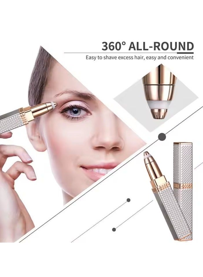 VIO 2 in 1 Facial Women Hair Remover Eyebrow Trimmer Rechargeable Painless Precision Lipstick Style Razor Trimmer for Facial Body Hair Shaver for Lips Nose Chin Face - Image 2