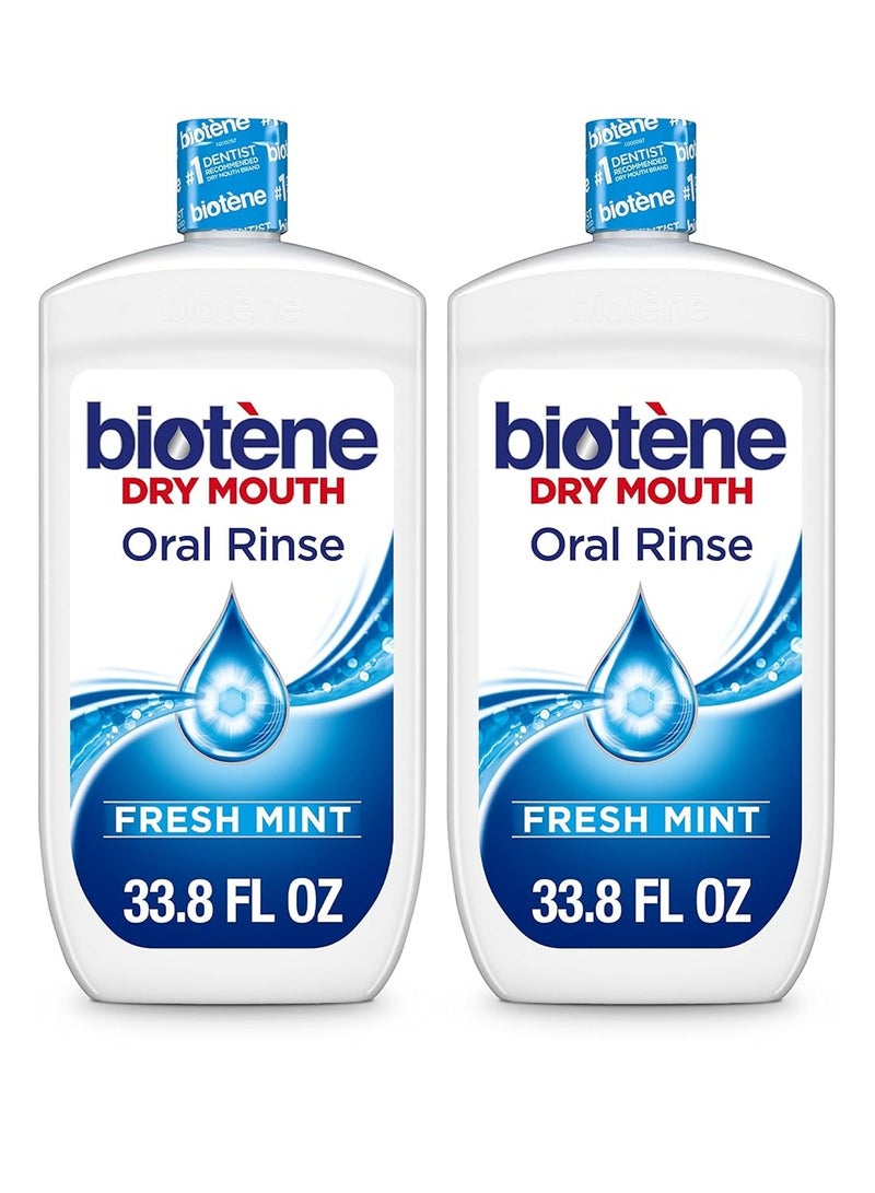 Biotene Biotène Oral Rinse Mouthwash for Dry Mouth, Breath Freshener and Dry Mouth Treatment, Fresh Mint - 33.8 FL oz(Pack of 2) - Image 1