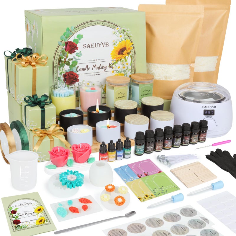 SAEUYVB Candle Making Kit,Candle Making Kit for Adults & Beginners - DIY Starter Soy Candle Making Supplies with Digital Wax Warmer,Soy Wax Etc-Perfect Home Craft & Gift Idea - Image 1