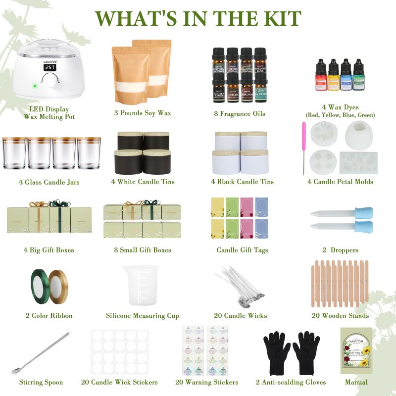 SAEUYVB Candle Making Kit,Candle Making Kit for Adults & Beginners - DIY Starter Soy Candle Making Supplies with Digital Wax Warmer,Soy Wax Etc-Perfect Home Craft & Gift Idea - Image 2