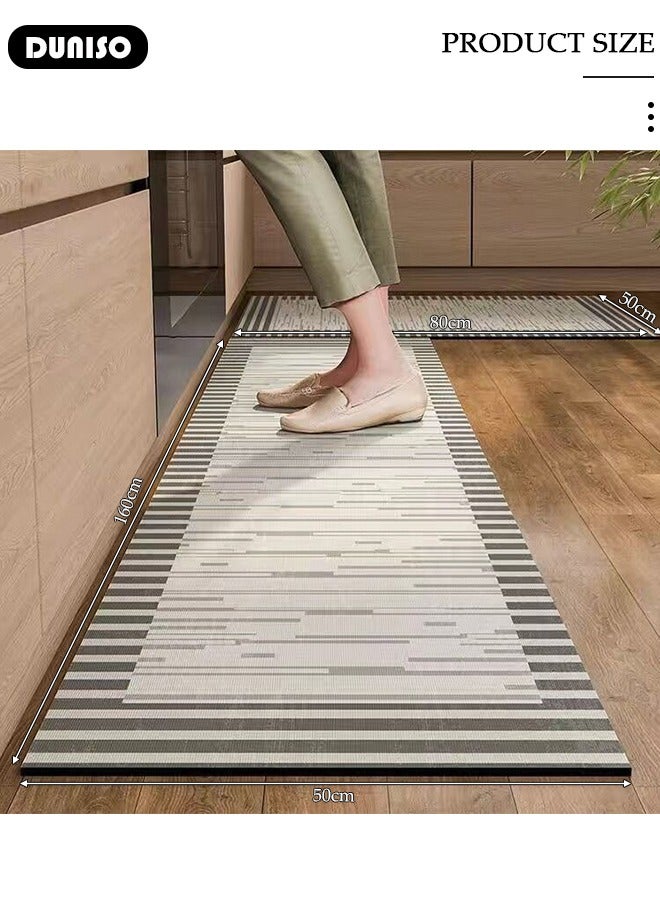 DUNISO Diatom Mud Bath Mat Set Bathroom Kitchen Rug Mat Extra Soft and Absorbent Bath Rugs Non-Slip Quick Drying Floor Bath Tub Mat for Bathroom Floor Tub and Shower 50*80CM+50*160CM - Image 2