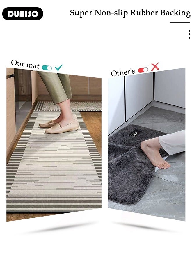 DUNISO Diatom Mud Bath Mat Set Bathroom Kitchen Rug Mat Extra Soft and Absorbent Bath Rugs Non-Slip Quick Drying Floor Bath Tub Mat for Bathroom Floor Tub and Shower 50*80CM+50*160CM - Image 3