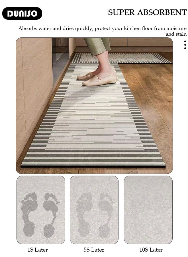 DUNISO Diatom Mud Bath Mat Set Bathroom Kitchen Rug Mat Extra Soft and Absorbent Bath Rugs Non-Slip Quick Drying Floor Bath Tub Mat for Bathroom Floor Tub and Shower 50*80CM+50*160CM - Image 4