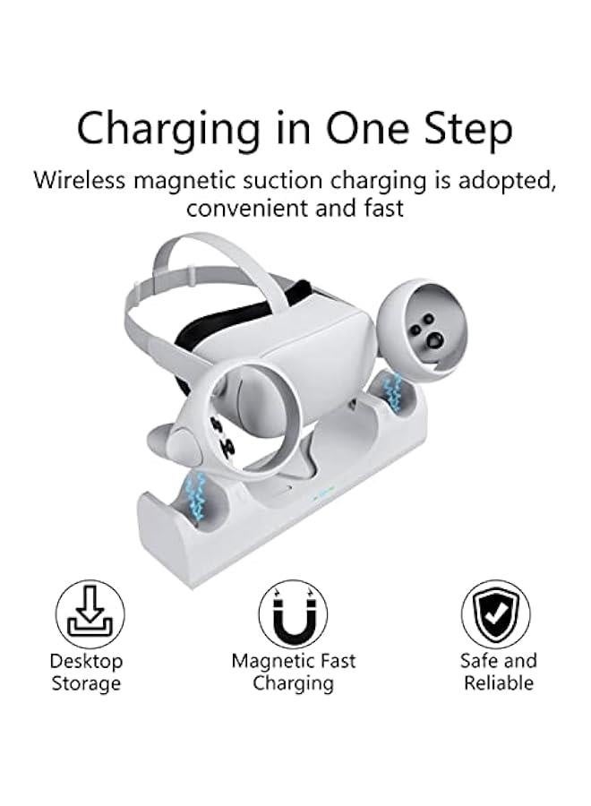 قاعدة شحن لـ Oculus Quest 2/Meta Quest 2، حامل شحن لسماعة الرأس VR متوافق مع ملحقات Oculus Quest 2، محطة شحن مثبتة على الحائط، كابل USB-C رابط - Image 4