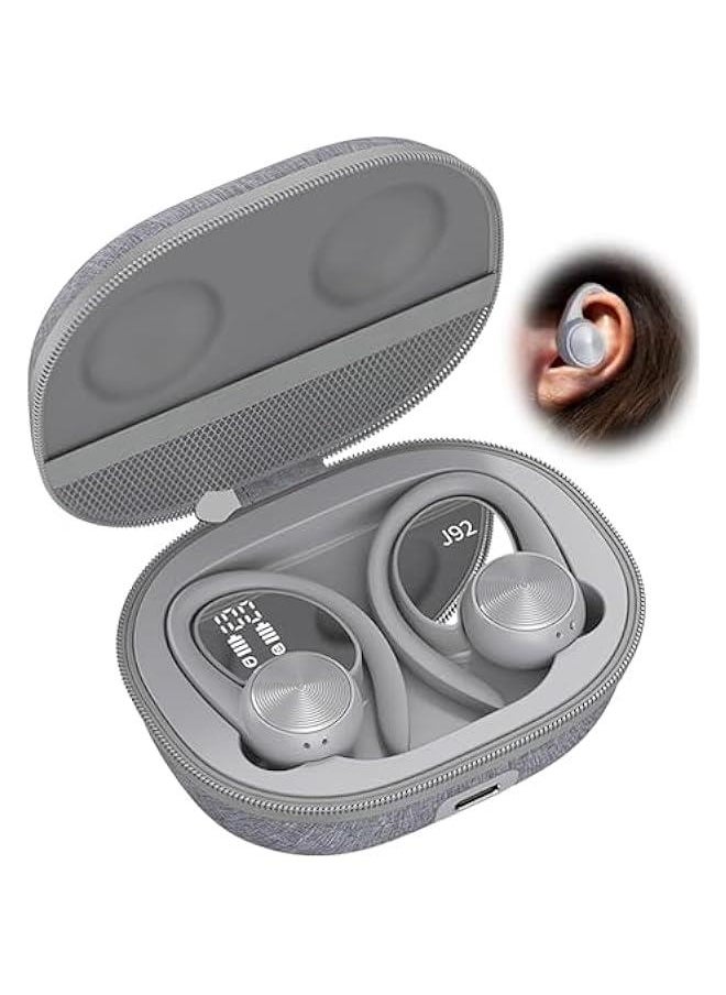 Wireless Earbuds, 60H Playtime Bluetooth Earbuds with Ear Hooks, LED Display, 80W Fast Charging Case for Sports/Workout/Running