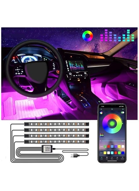 Ultra Bright LED Car Strip Lights - Music Sync & Smart App Control | Multi-Color Sound Activated Under Dash Lighting for Cars, Trucks, SUVs, & Jeeps | USB Powered