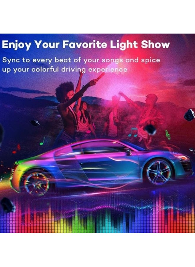 Ultra Bright LED Car Strip Lights - Music Sync & Smart App Control | Multi-Color Sound Activated Under Dash Lighting for Cars, Trucks, SUVs, & Jeeps | USB Powered