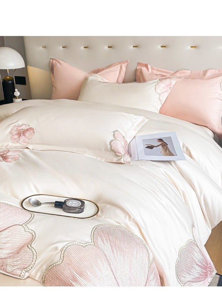 Bed Sheet Style — French High-End 60 Thread Pure Cotton Embroidered Bedding Four Piece Set - Image 2