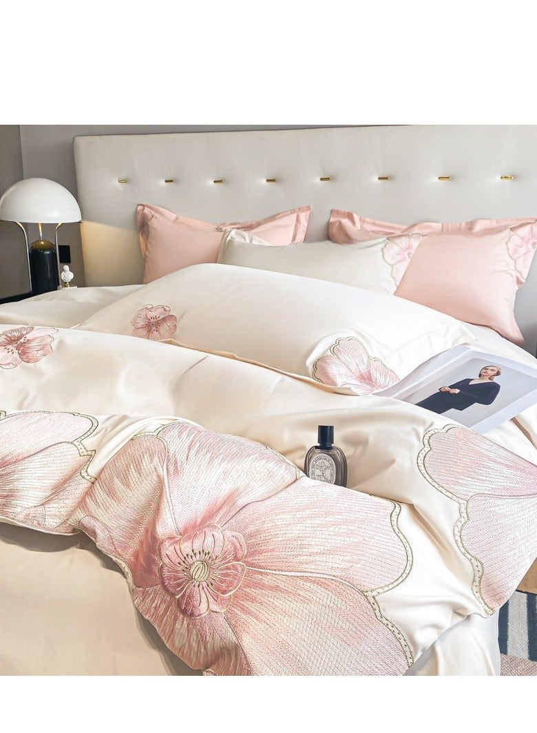 Bed Sheet Style — French High-End 60 Thread Pure Cotton Embroidered Bedding Four Piece Set - Image 3