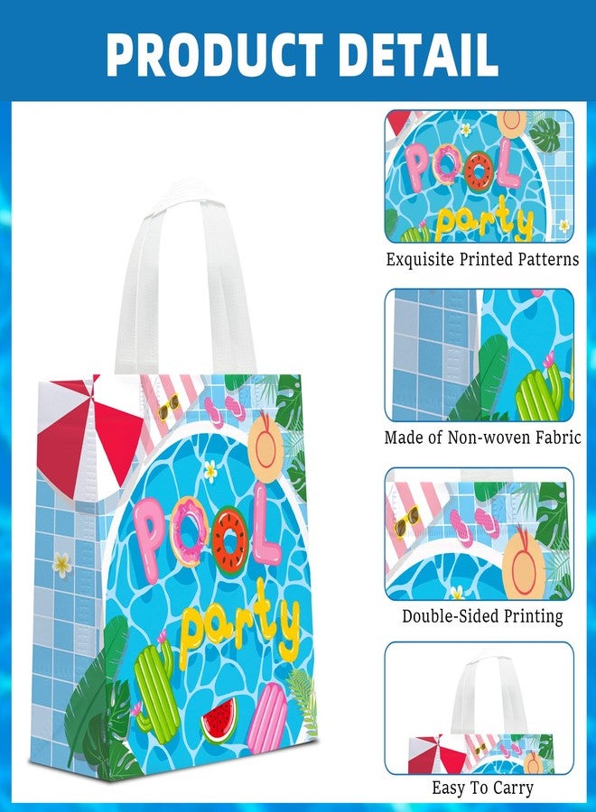 KERINGO 24 PCS Pool Party Non Woven Favor Bags with Handles Swimming Themed Waterproof Goodie Bags for Pool Swimming Summer Party Birthday Baby Shower Supplies - Image 3