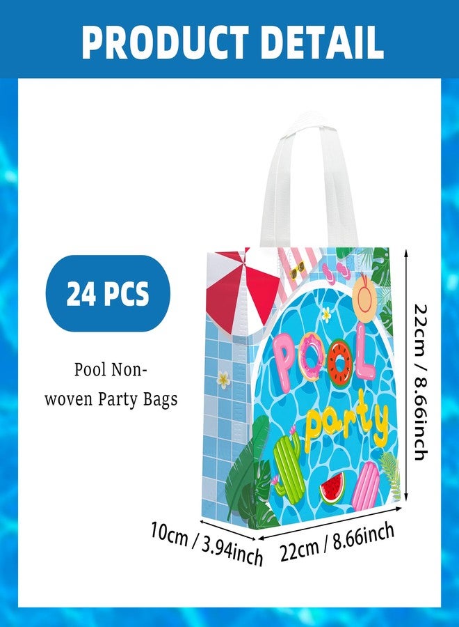 KERINGO 24 PCS Pool Party Non Woven Favor Bags with Handles Swimming Themed Waterproof Goodie Bags for Pool Swimming Summer Party Birthday Baby Shower Supplies - Image 2