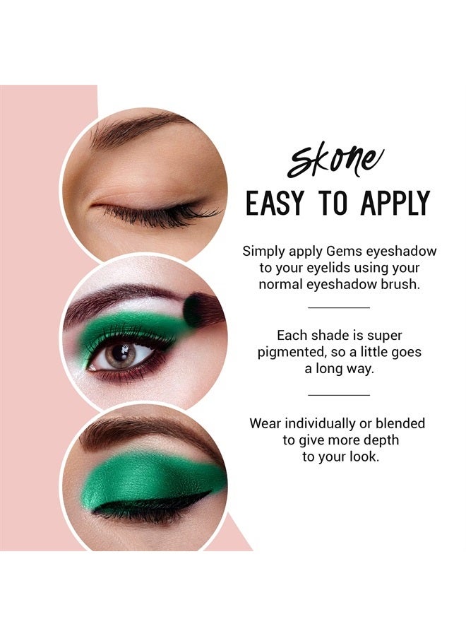 SKONE Cosmetics Gems Eyeshadow, Highly Pigmented, Longwear Eye Makeup, Single Eyeshadow with Pro Shimmery Finish - Ultra-Blendable Eye Makeup - Slightly Shimmer Shades, Green Eye Shadow - Romance - Image 4