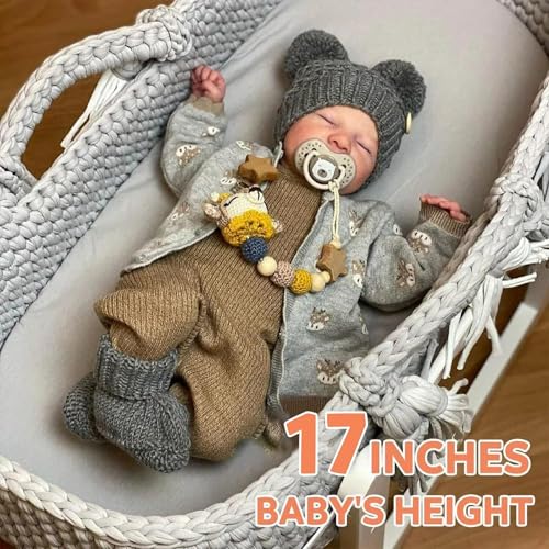 ADFO Lifelike Reborn Baby Dolls Silicone Full Body Boy 17Inch Soft Body RealisticNewborn Full Body Vinyl Real Life Baby Dolls with Toy Accessories for Kids Age 3 - Image 5