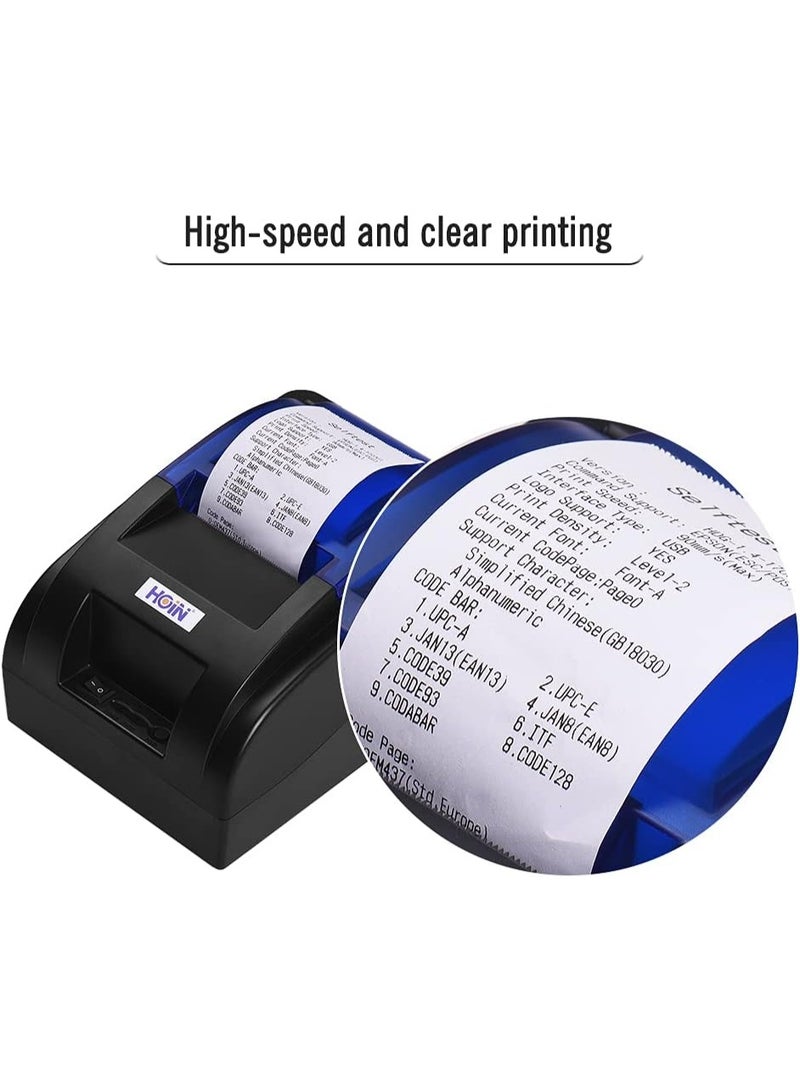 HOIN USB Portable 58mm Thermal Receipt Printer Ticket Bill Wired Printing Support Cash Drawer Compatible with ESC/POS for Windows/Linux/Android Systems for Supermarket Store Business - Image 4