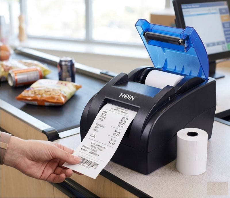 HOIN USB Portable 58mm Thermal Receipt Printer Ticket Bill Wired Printing Support Cash Drawer Compatible with ESC/POS for Windows/Linux/Android Systems for Supermarket Store Business - Image 1