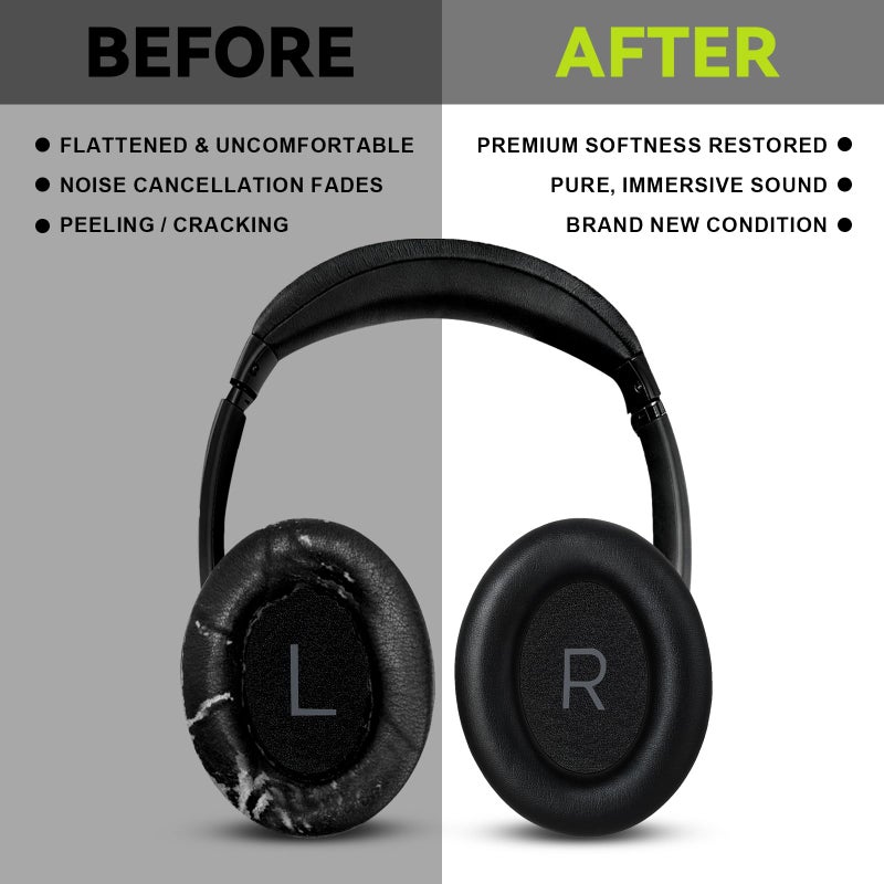 Aurivor Replacement Ear-Pads Cushions for Bose QuietComfort 45 35 35ii (QC-45 QC-35 QC-35 ii), Premium Ear Covers Compatible with QuietComfort SE (QC SE)/ New QuietComfort Headphones (Black) - Image 5
