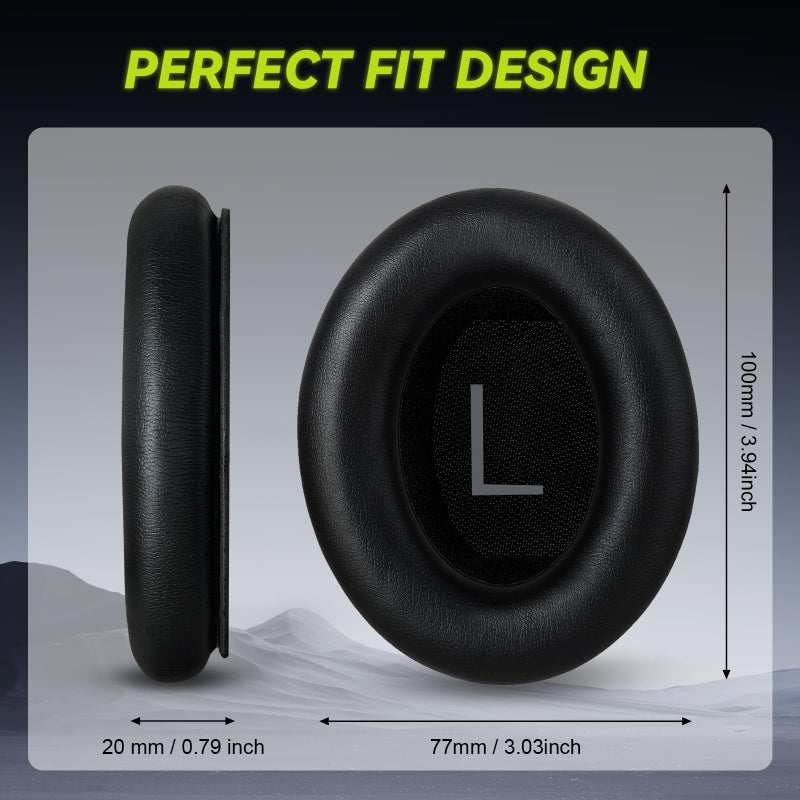 Aurivor Replacement Ear-Pads Cushions for Bose QuietComfort 45 35 35ii (QC-45 QC-35 QC-35 ii), Premium Ear Covers Compatible with QuietComfort SE (QC SE)/ New QuietComfort Headphones (Black) - Image 3