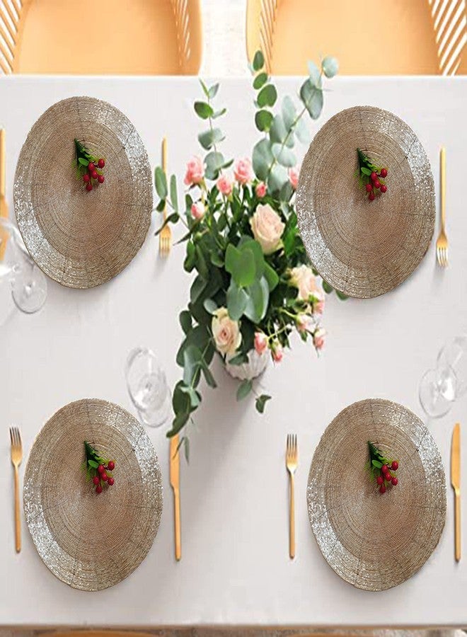 CANVASS® Lt.Gold Handcrafted Beaded Table Placemat of Size 12" Round Set of 2 (30 cm Round) - Image 4