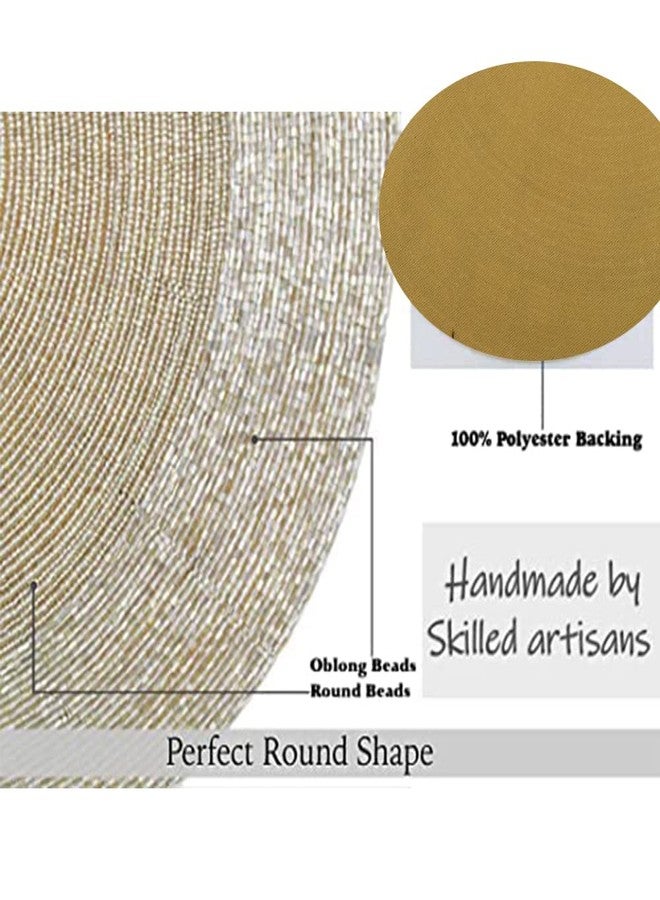 CANVASS® Lt.Gold Handcrafted Beaded Table Placemat of Size 12" Round Set of 2 (30 cm Round) - Image 3