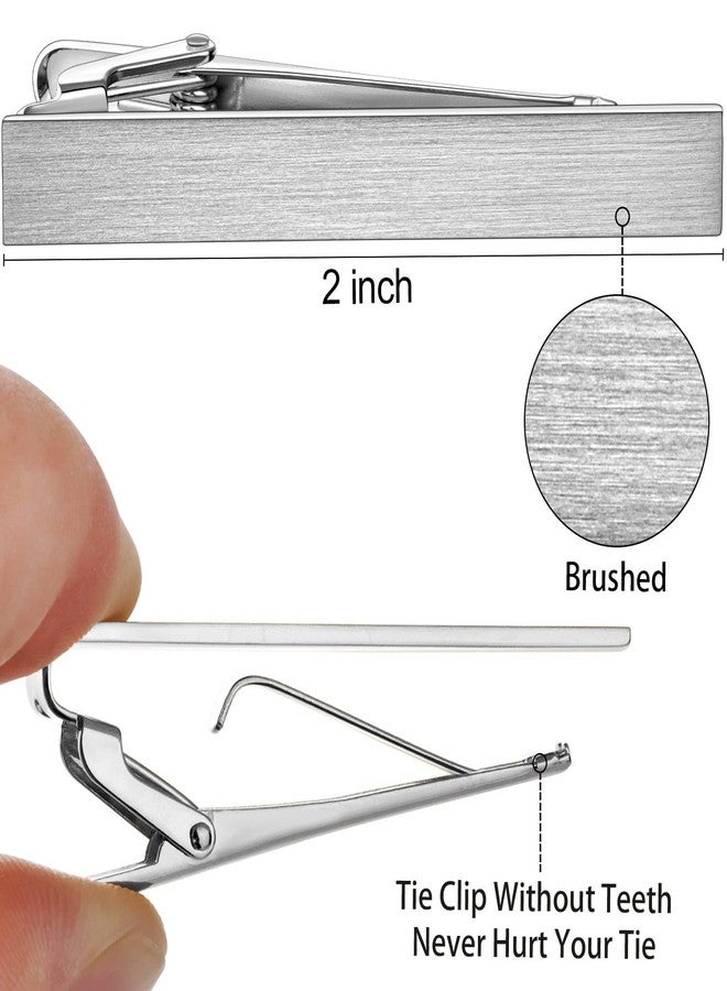 هاوسن مشابك ربطات عنق هاوسون للرجال، مقاس 2 بوصة، طقم من 3 قطع، فضية اللون، إكسسوارات ربطات عنق مثالية لحفلات الزفاف وهدايا العمل - Image 2