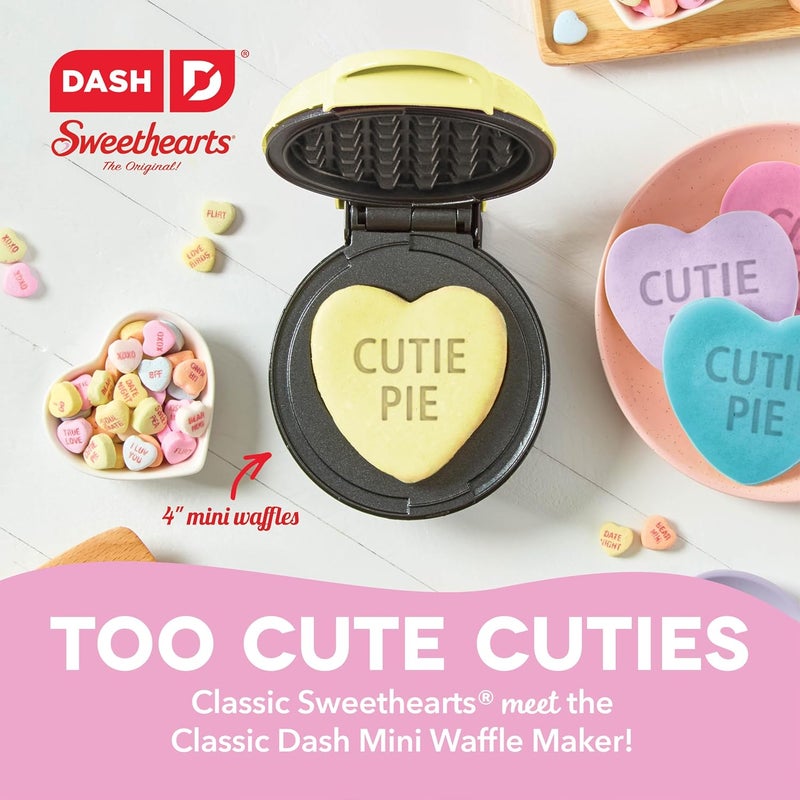 Dash Mini Heart Waffle Maker - 4" Heart-Shaped Waffles, Nonstick, Yellow, Perfect for Kids & Families, Valentines Day - Cutie Pie - Image 2