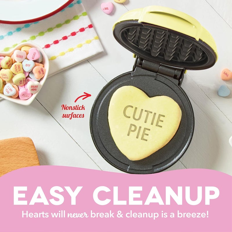 Dash Mini Heart Waffle Maker - 4" Heart-Shaped Waffles, Nonstick, Yellow, Perfect for Kids & Families, Valentines Day - Cutie Pie - Image 5