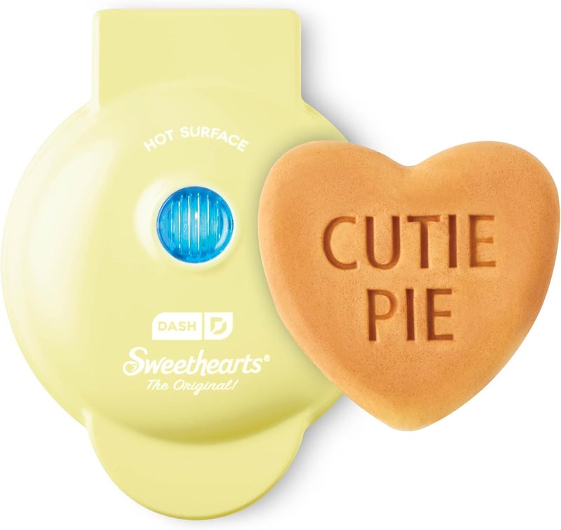 Dash Mini Heart Waffle Maker - 4" Heart-Shaped Waffles, Nonstick, Yellow, Perfect for Kids & Families, Valentines Day - Cutie Pie - Image 1