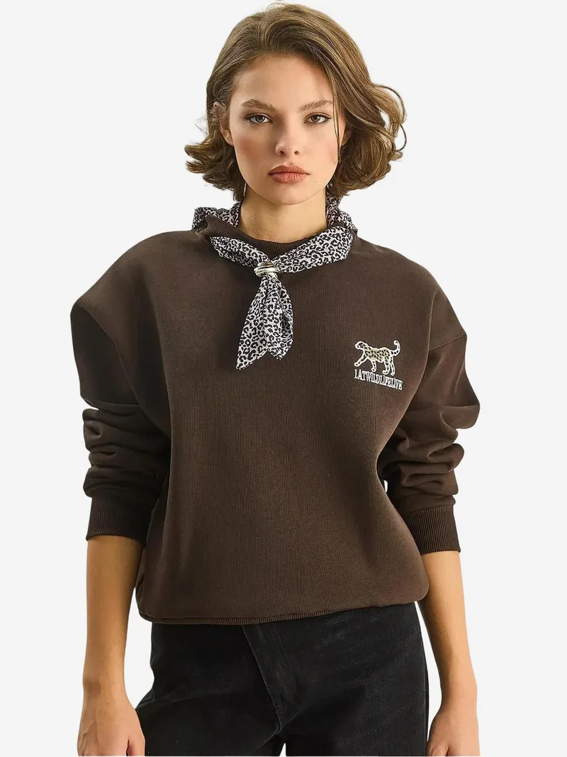 Bianco Lucci LUCCI Crew Neck Sweatshirt with Print Accessory
