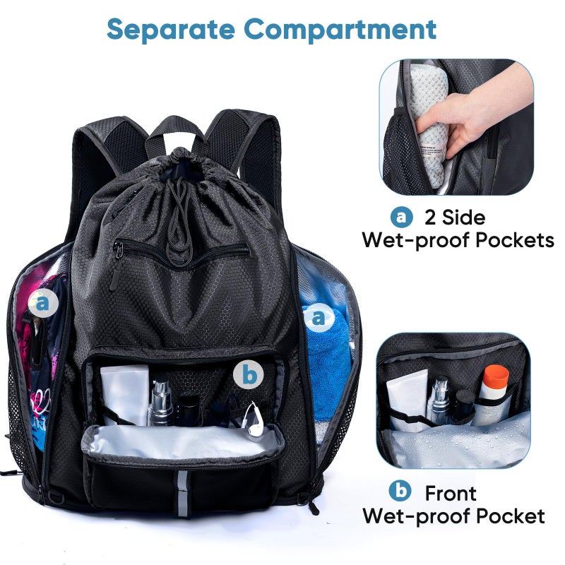 VIGEGARI Large Beach Backpack Waterproof Sandproof - Customized Oversized Drawstring Pool Bag with Shoe Compartment for Toiletries, Towels, Gym, Travel - Image 4