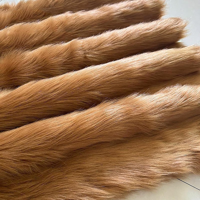 Synthetic Fur Fabric Long Pile 5cm Plush Shaggy Faux Fox Fabric for Warm Soft Coat Fashion Fursuit Costume(12 Brown Yellow) - Image 1