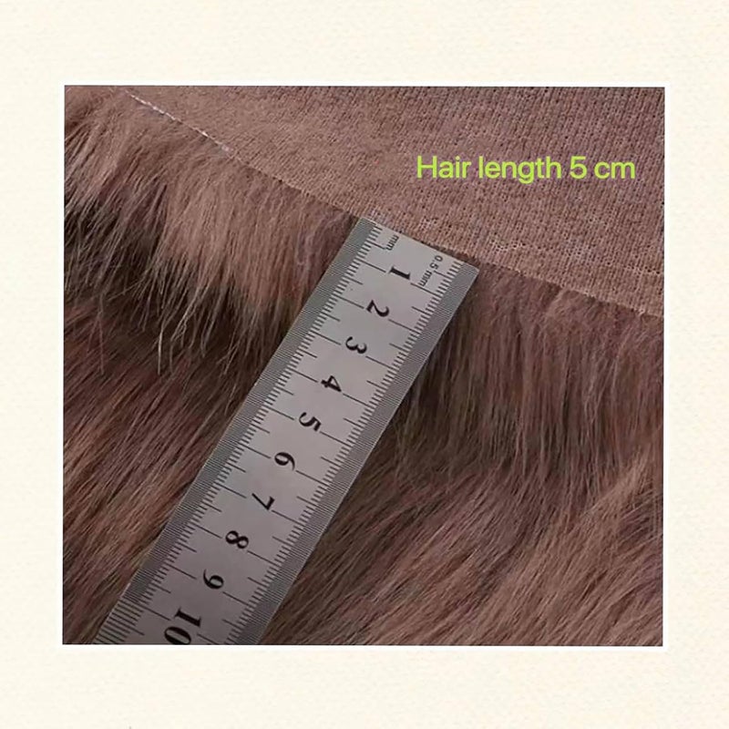 Synthetic Fur Fabric Long Pile 5cm Plush Shaggy Faux Fox Fabric for Warm Soft Coat Fashion Fursuit Costume(12 Brown Yellow) - Image 2