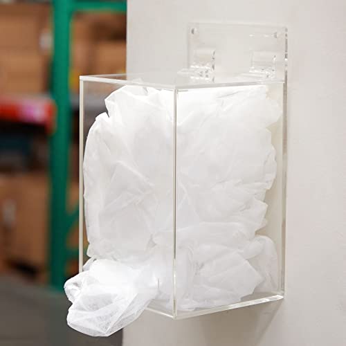 Okuna Outpost Wall Mount Glove Dispenser - 5 x 4.5 x 8.5 In, Clear Acrylic - Hair Net & Shoe Cover Holder - Hinged Top & Bottom Dispense Slot - Includes Hanging Kit - Image 3