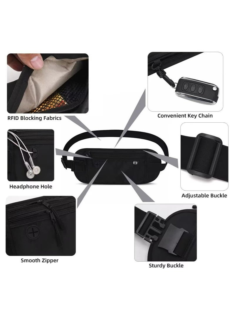 أوزيغالور حزام نحيف لحفظ النقود مع خاصية حجب RFID، حقيبة سفر مقاومة للماء مع فتحة لسماعات الأذن - Image 3