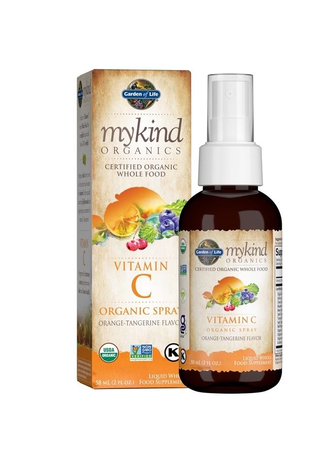 Garden of Life Organic Vitamin C for Kids and Adults, mykind Organics Vitamin C Spray for Skin Health - Orange Tangerine, Vitamin C Supplement Antioxidant for Immune Support, 2 fl oz Liquid Drops  - Image 1