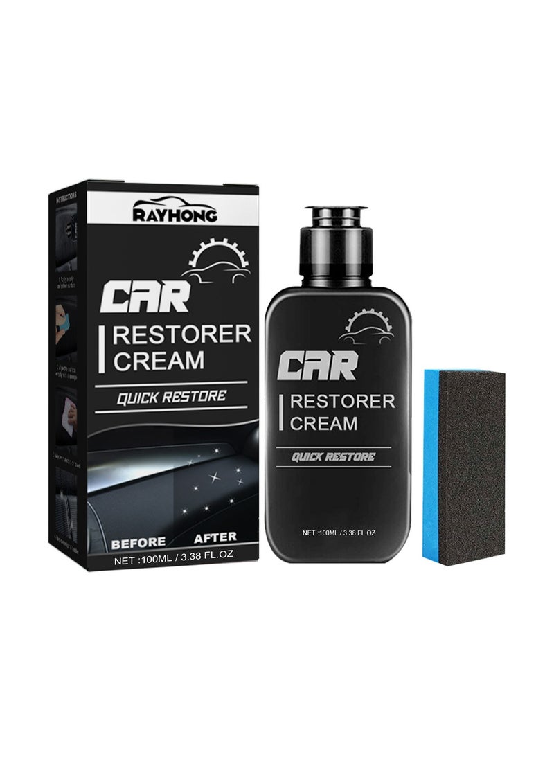 RAYHONG Car Interior Renovator and Coating Wax Set with Sponge Brush for Dashboard, Plastic, and Leather Care - Dust Protection and Shine  - Image 1