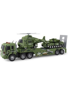 Toys Friction-Powered Army Transport Truck Toy – 1:16 Military Cargo Vehicle with Detachable Trailer – Inertia Car Toy for Kids  - Image 1