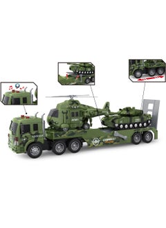 Toys Friction-Powered Army Transport Truck Toy – 1:16 Military Cargo Vehicle with Detachable Trailer – Inertia Car Toy for Kids  - Image 2