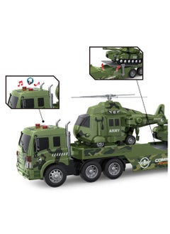 Toys Friction-Powered Army Transport Truck Toy – 1:16 Military Cargo Vehicle with Detachable Trailer – Inertia Car Toy for Kids  - Image 3