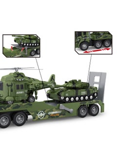 Toys Friction-Powered Army Transport Truck Toy – 1:16 Military Cargo Vehicle with Detachable Trailer – Inertia Car Toy for Kids  - Image 4