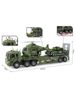 Toys Friction-Powered Army Transport Truck Toy – 1:16 Military Cargo Vehicle with Detachable Trailer – Inertia Car Toy for Kids  - Image 5