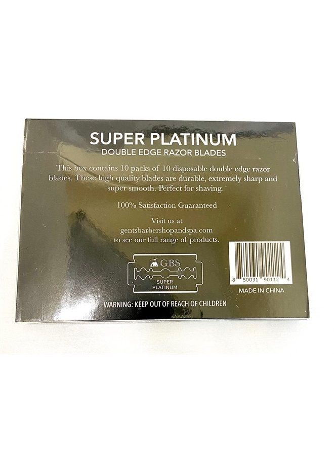 G.B.S 100 Count Super Platinum Men's Safety Razor Blades - Premium Double Edge Blades crafted from Platinum Stainless Steel for a perfect shave