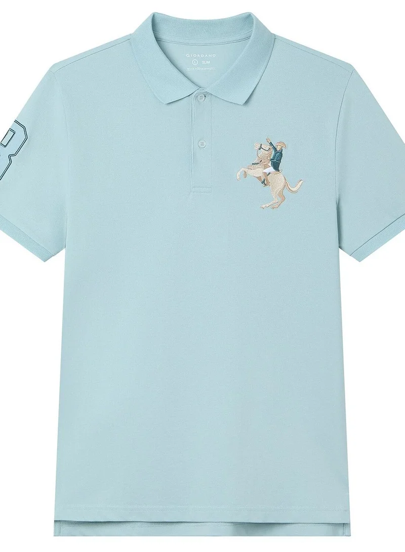 Giordano Men’s Slim Fit Napoleon Embroidery Lycra Pique Polo