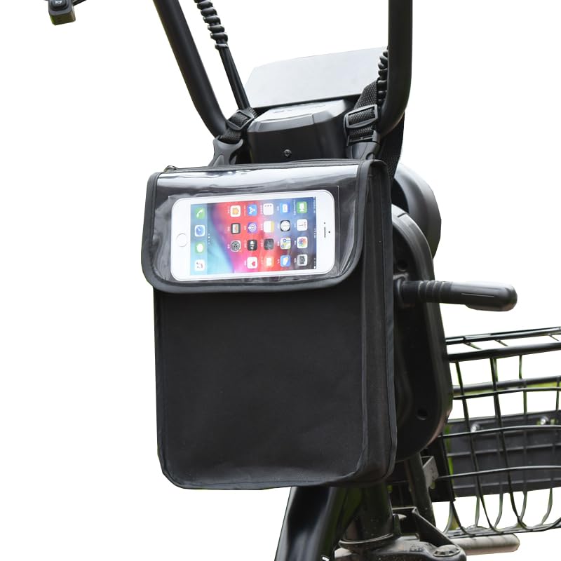 SquEqu Electric Scooter Bag Storage Pouch Handlebar Attachement Large Capacity with Waterproof Phone Holder Pocket Front Hanging Bags Organizer for Bike Handle Bar eBike Motorcycle Bicycle Escooter - Image 1